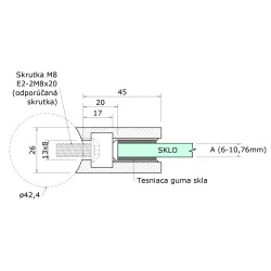 Svorka skla 6 - 10,76 mm na trubku ø 42,4 mm, AISI 316 Svorka skla 6 - 10,76 mm na trubku ø 42,4 mm, AISI 316